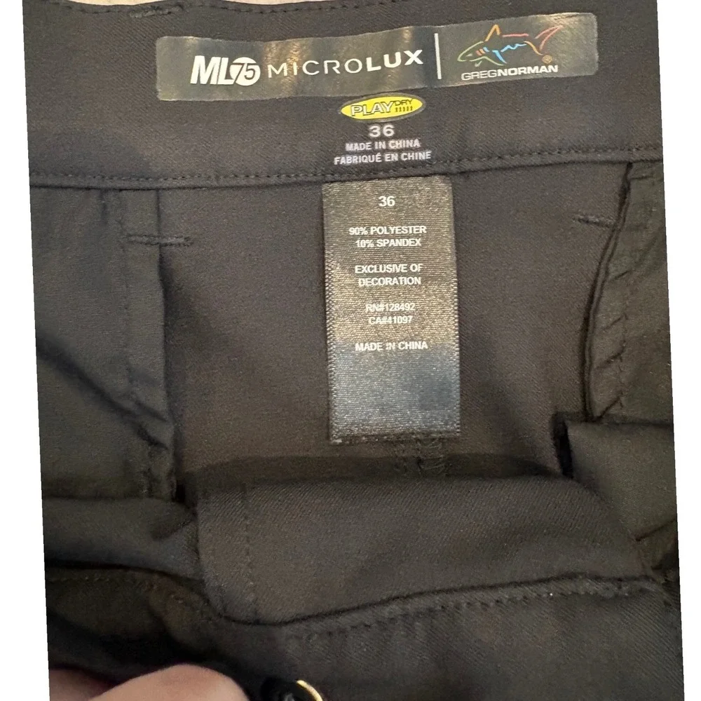 Greg Norman ML75 Microlux Golf Shorts Mens 36 Black Dry Performance Flat Front